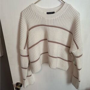 moon & madison Cream and Tan Striped Sweater